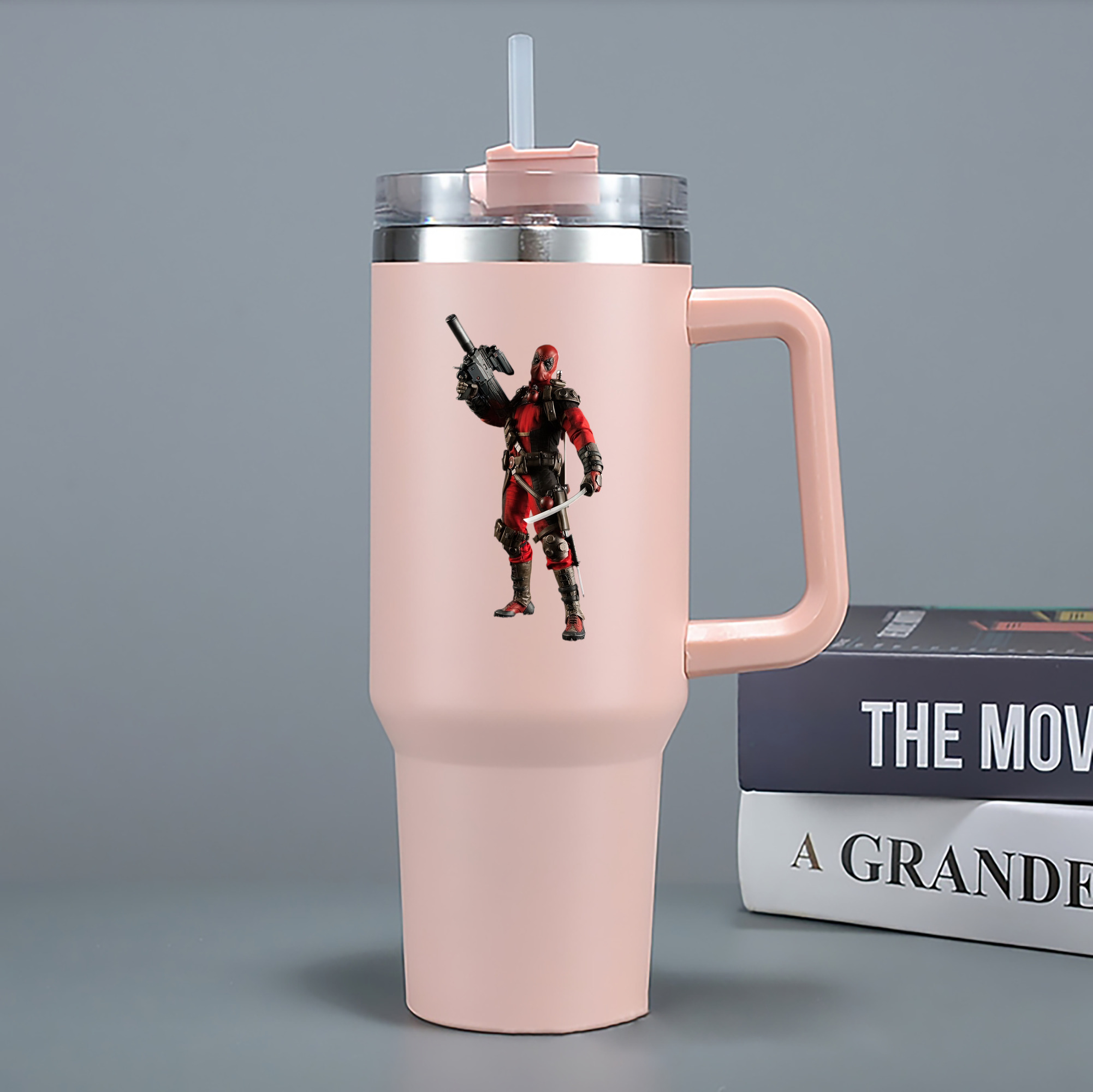 （画像用） Deadpool デッドプール 1200mL車用タンブラー - クリスタルステッカー（プラスチックストロー付き）